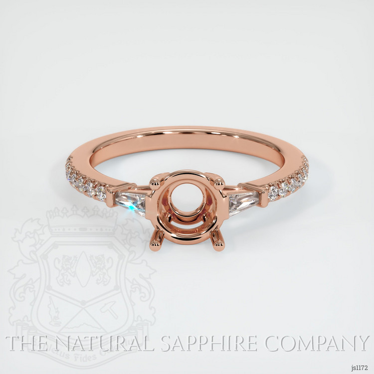 14K Rose Gold Three Stone Ring Setting