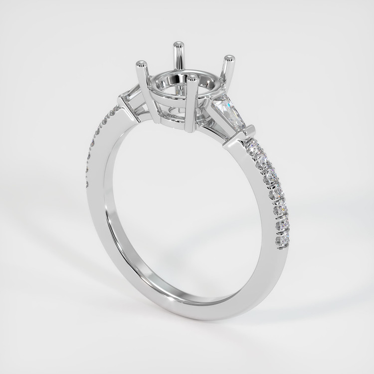 14K White Gold Three Stone Ring Setting