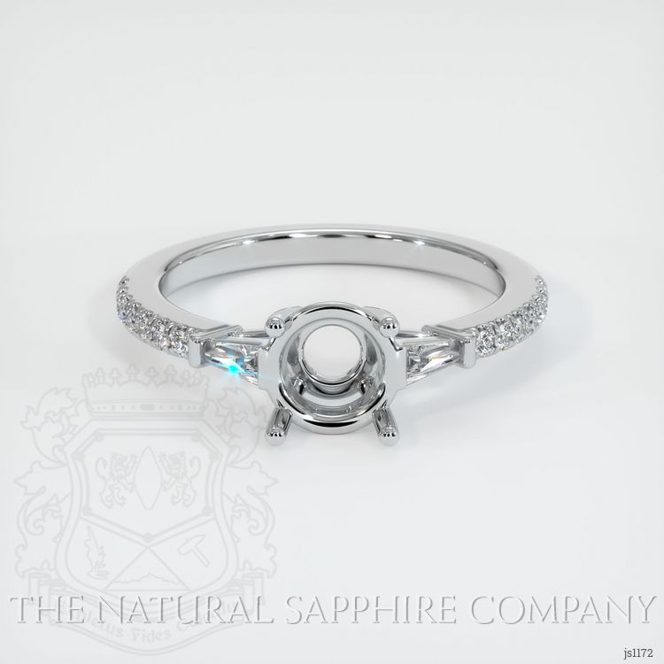 14K White Gold Three Stone Ring Setting