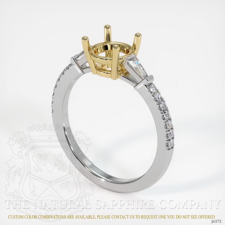 14K Yellow & White Three Stone Ring Setting