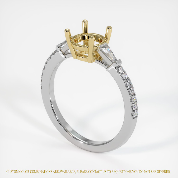 14K Yellow & White Three Stone Ring Setting