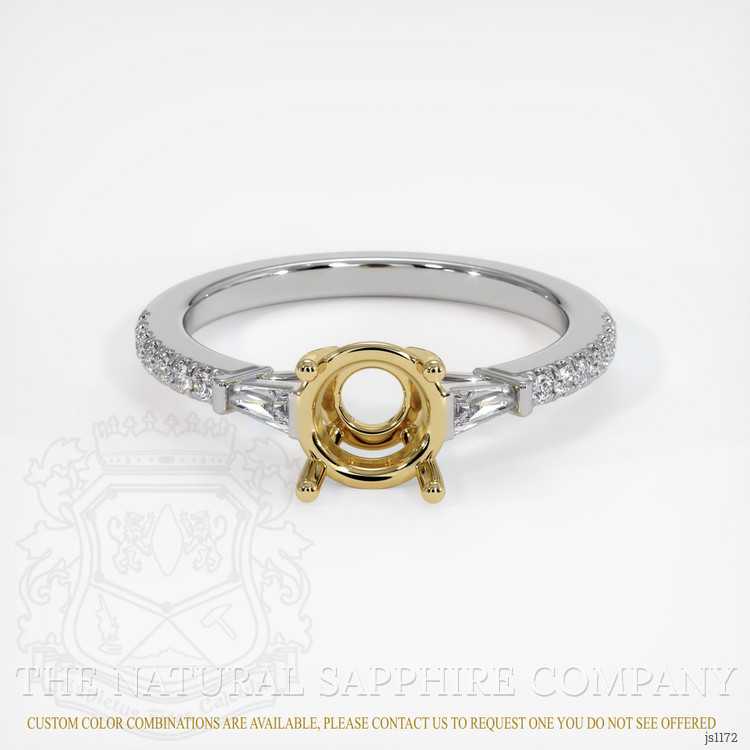 14K Yellow & White Three Stone Ring Setting