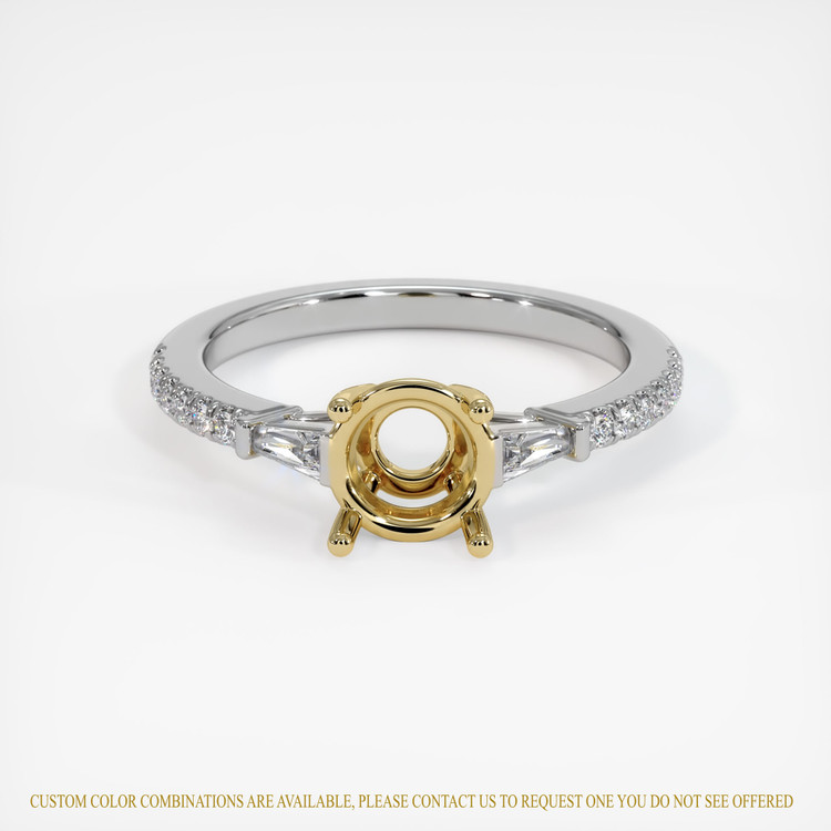 14K Yellow & White Three Stone Ring Setting