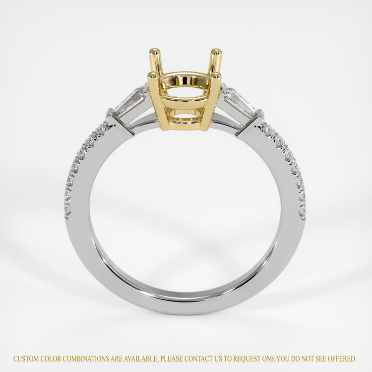 14K Yellow & White Three Stone Ring Setting