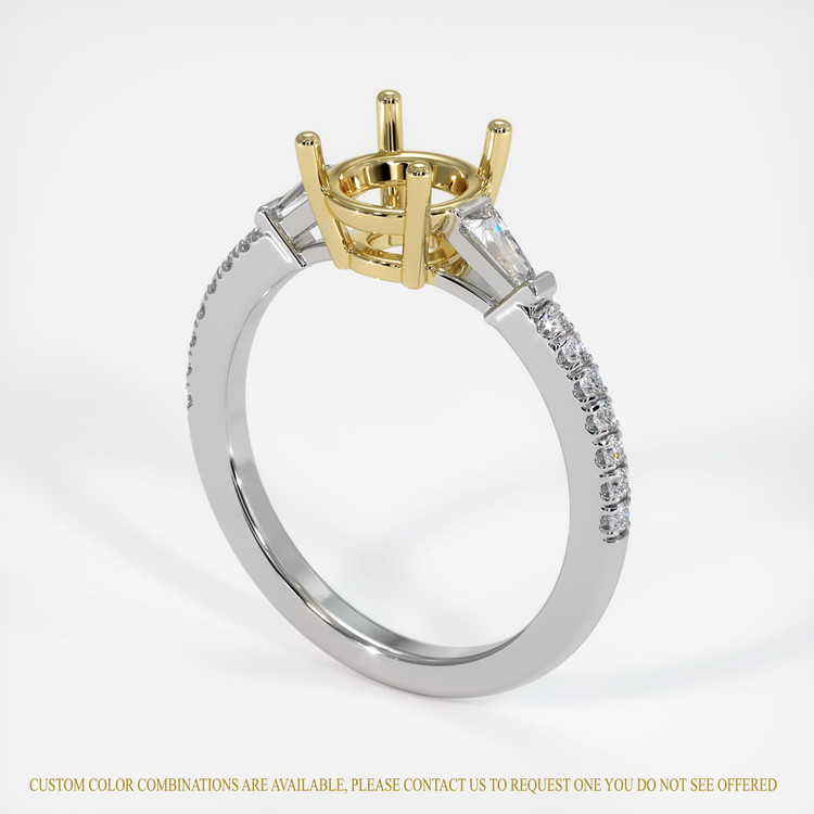 18K Yellow & White Three Stone Ring Setting