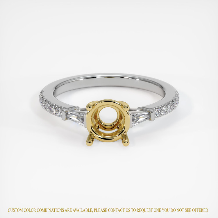 18K Yellow & White Three Stone Ring Setting