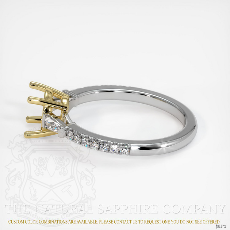 18K Yellow & White Three Stone Ring Setting