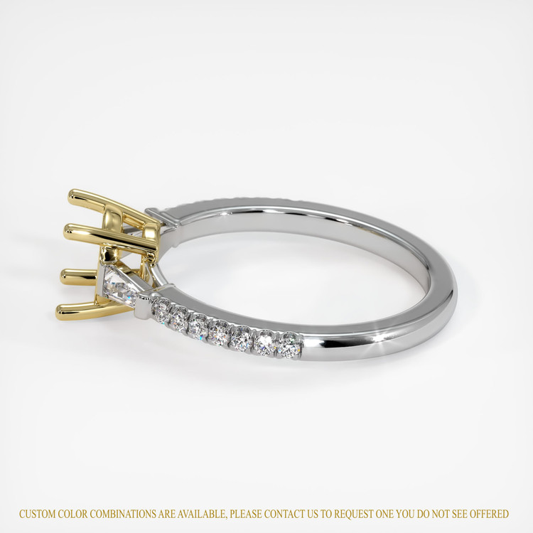 18K Yellow & White Three Stone Ring Setting