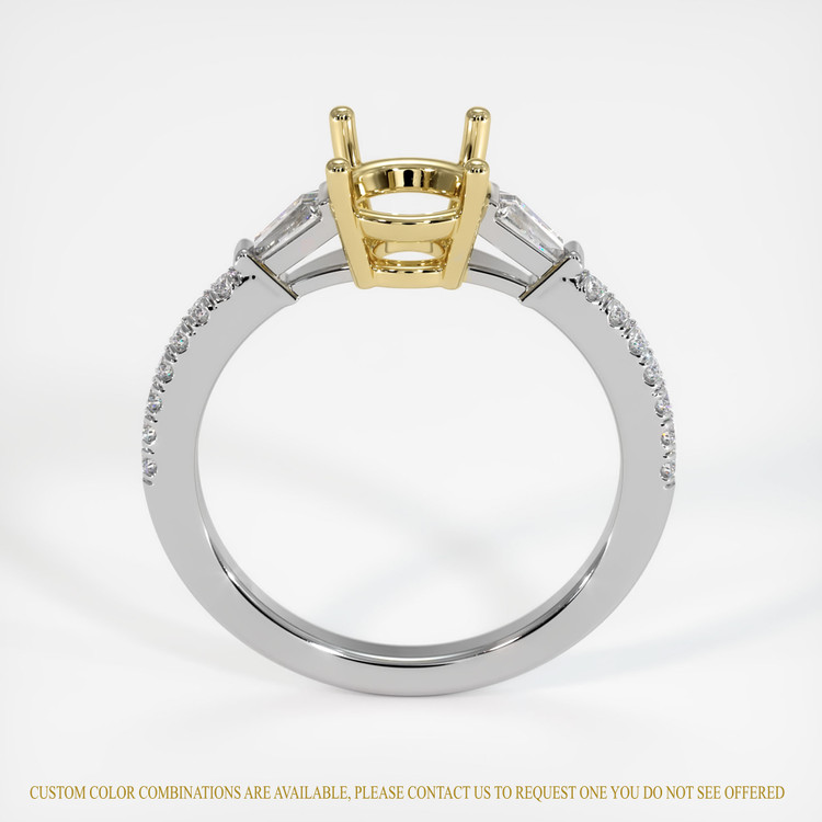 18K Yellow & White Three Stone Ring Setting
