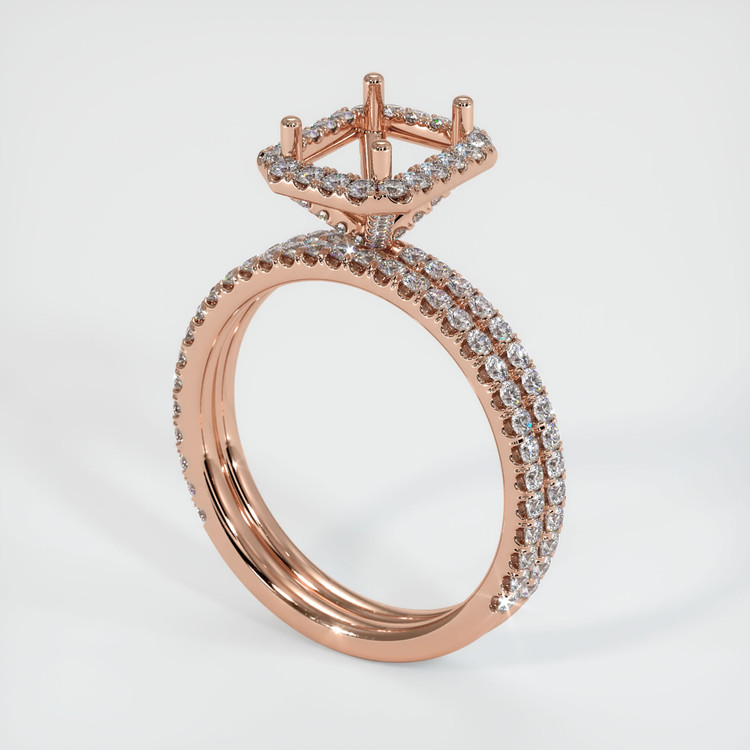 14K Rose Gold Pave Ring Setting