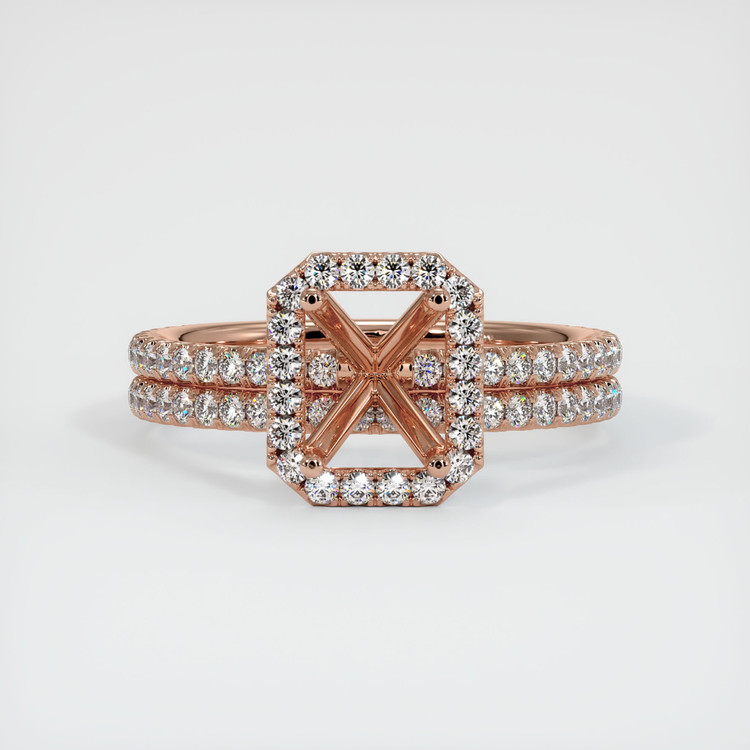 14K Rose Gold Pave Ring Setting