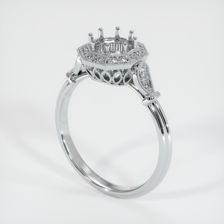 14K White Gold Antique Style Ring Setting