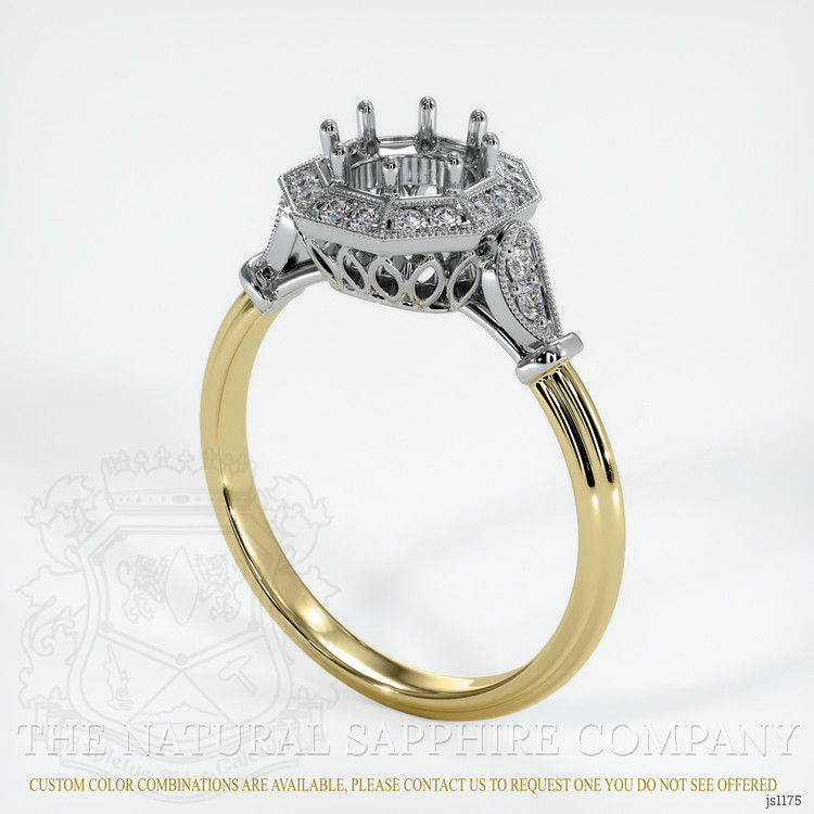 14K White & Yellow Antique Style Ring Setting
