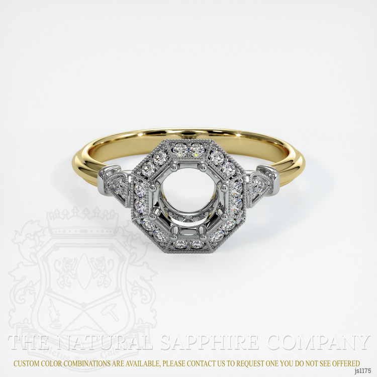 14K White & Yellow Antique Style Ring Setting