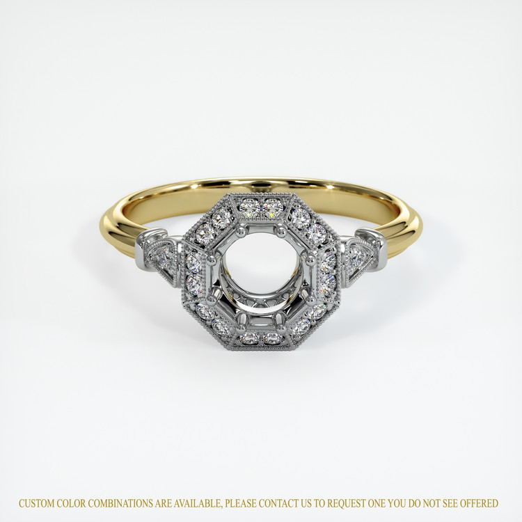 14K White & Yellow Antique Style Ring Setting