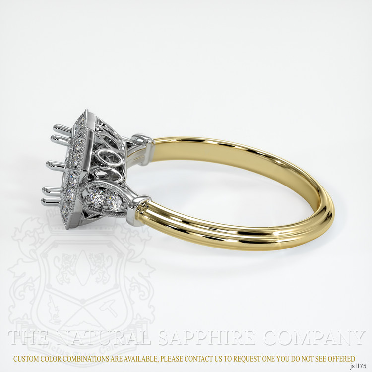 14K White & Yellow Antique Style Ring Setting