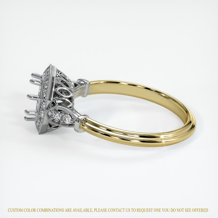 14K White & Yellow Antique Style Ring Setting