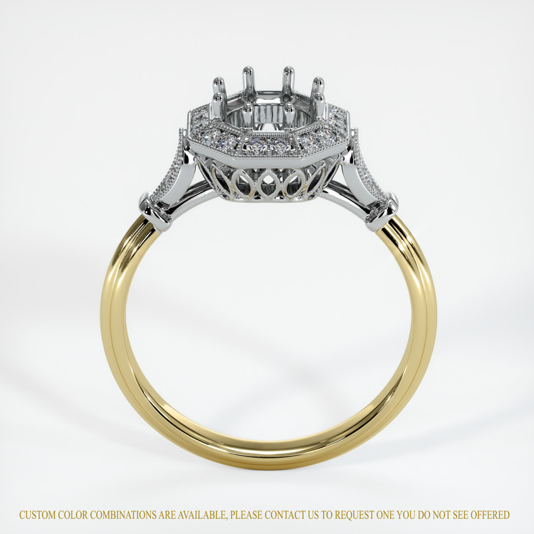 14K White & Yellow Antique Style Ring Setting