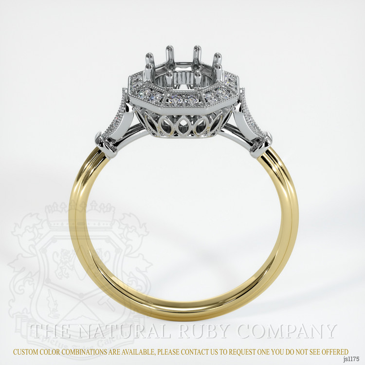 14K White & Yellow Antique Style Ring Setting