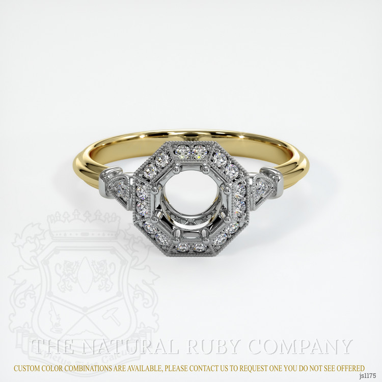 18K White & Yellow Antique Style Ring Setting