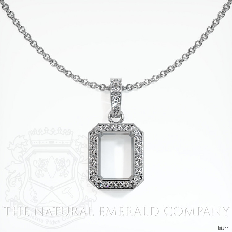 Pave Emerald Pendant 1.59 Ct., 18K White Gold