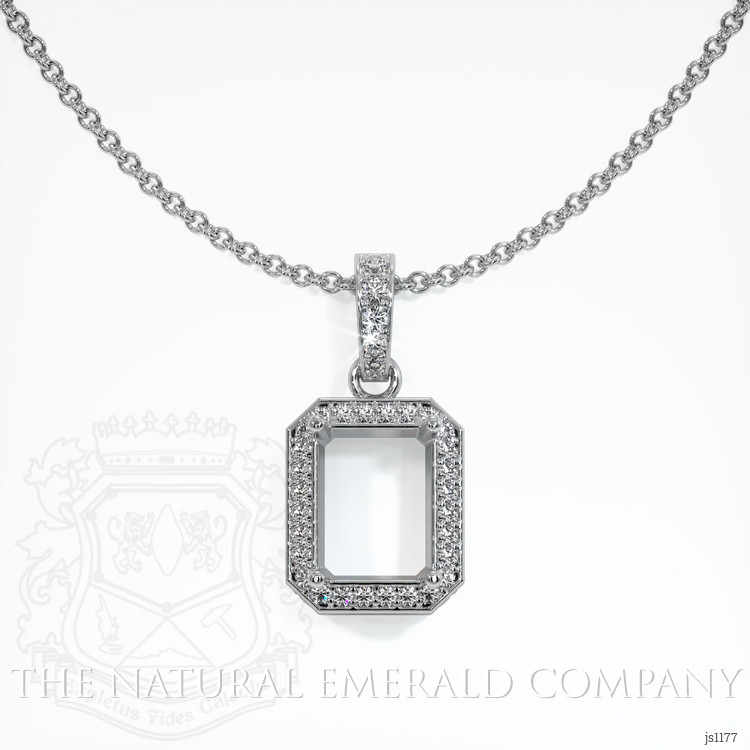 Antique Style Emerald Pendant 2.31 Ct., 18K White Gold