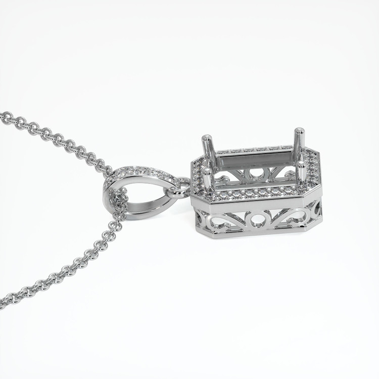 18K White Gold Antique Style Pendant Setting