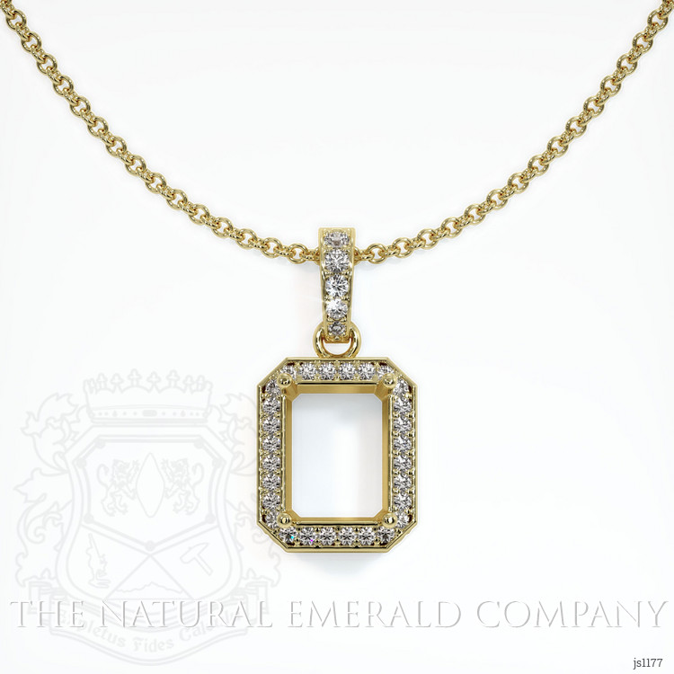 Pave Emerald Pendant 3.06 Ct., 18K Yellow Gold
