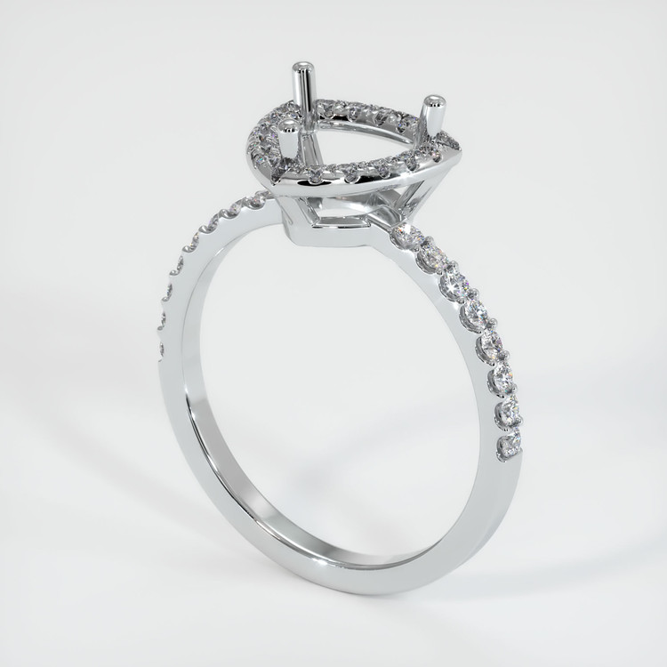 14K White Gold Pave Ring Setting