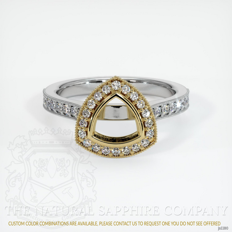 14K Yellow & White Pave Ring Setting