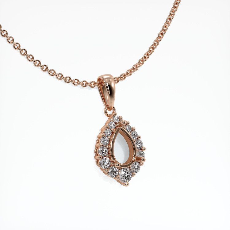 14K Rose Gold Halo Pendant Setting