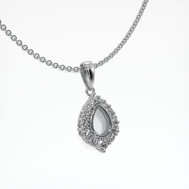 14K White Gold Halo Pendant Setting
