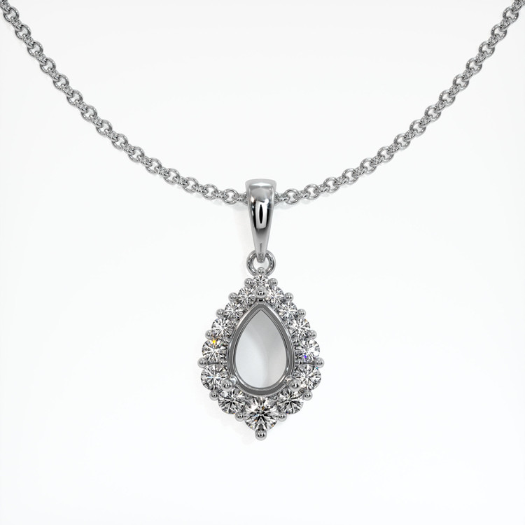 18K White Gold Halo Pendant Setting