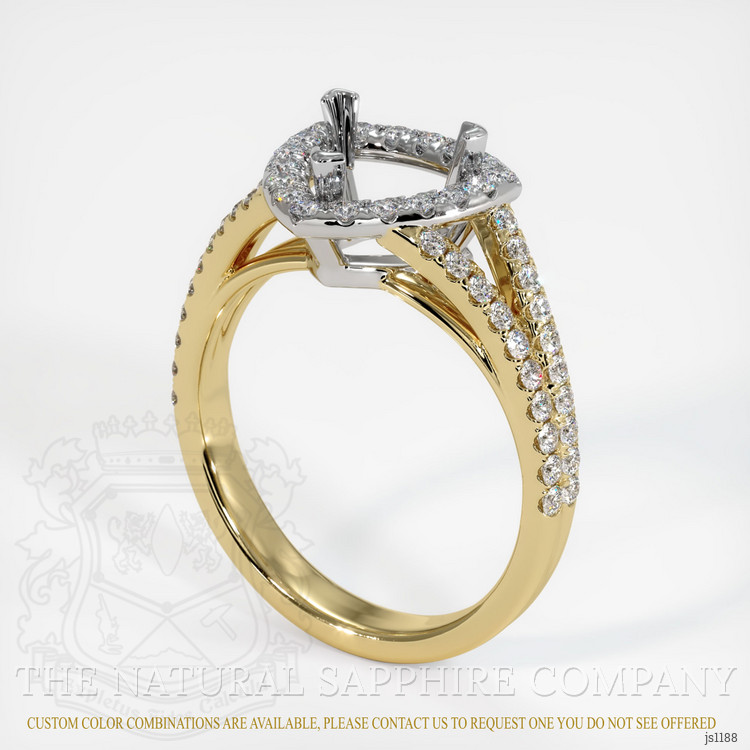 14K Yellow & White Pave Ring Setting