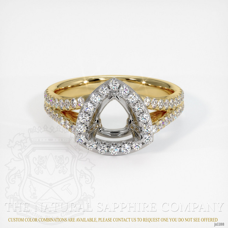 14K Yellow & White Pave Ring Setting