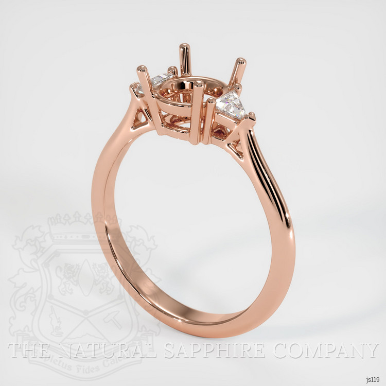 14K Rose Gold Three Stone Ring Setting