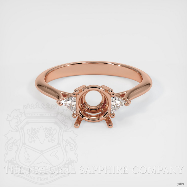 14K Rose Gold Three Stone Ring Setting