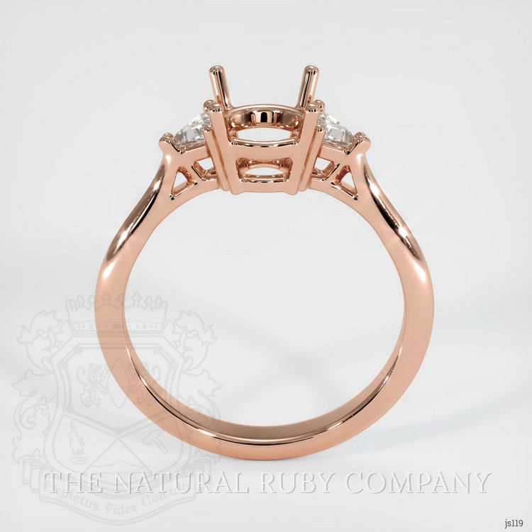 14K Rose Gold Three Stone Ring Setting