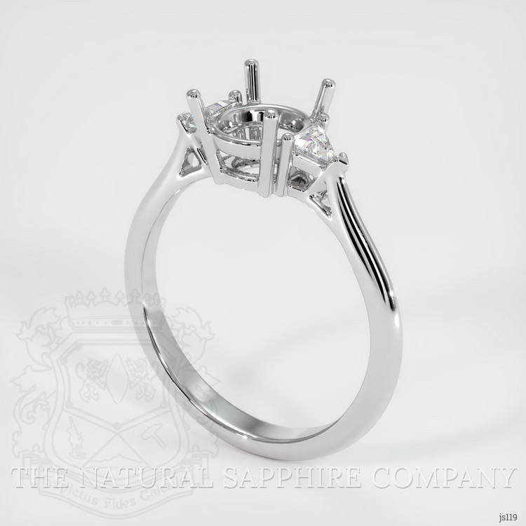 14K White Gold Three Stone Ring Setting