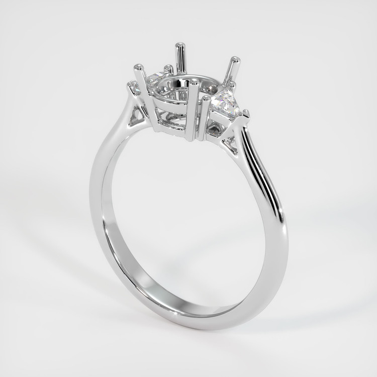 14K White Gold Three Stone Ring Setting