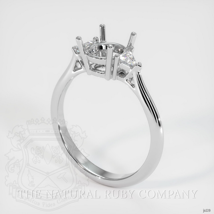 14K White Gold Three Stone Ring Setting