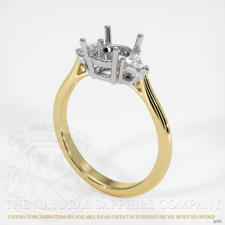 14K White & Yellow Three Stone Ring Setting
