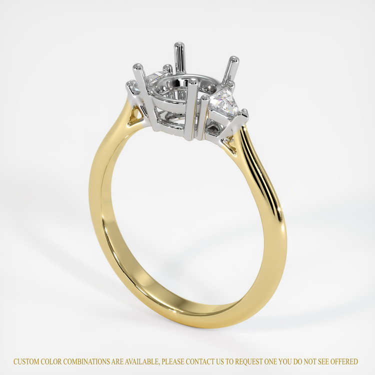 14K White & Yellow Three Stone Ring Setting