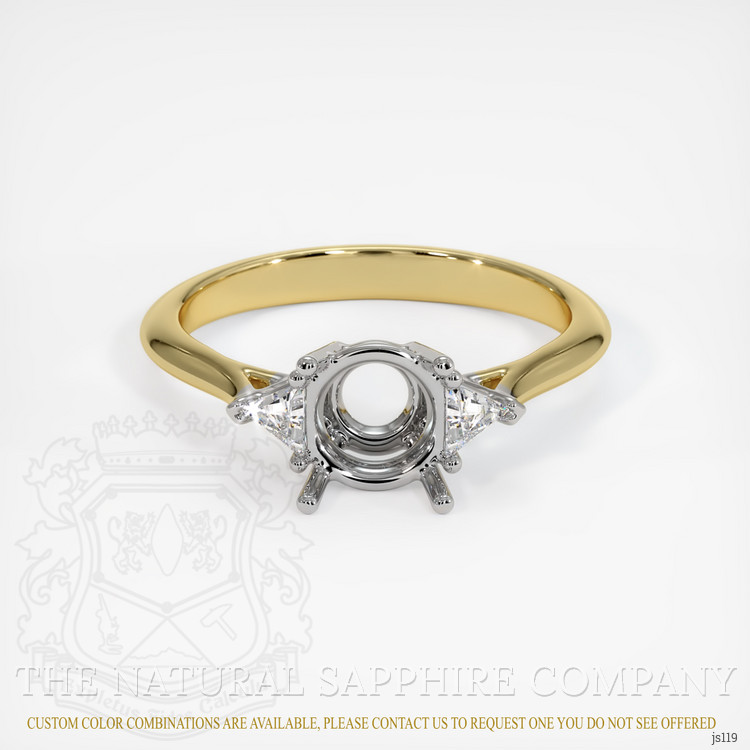 14K White & Yellow Three Stone Ring Setting