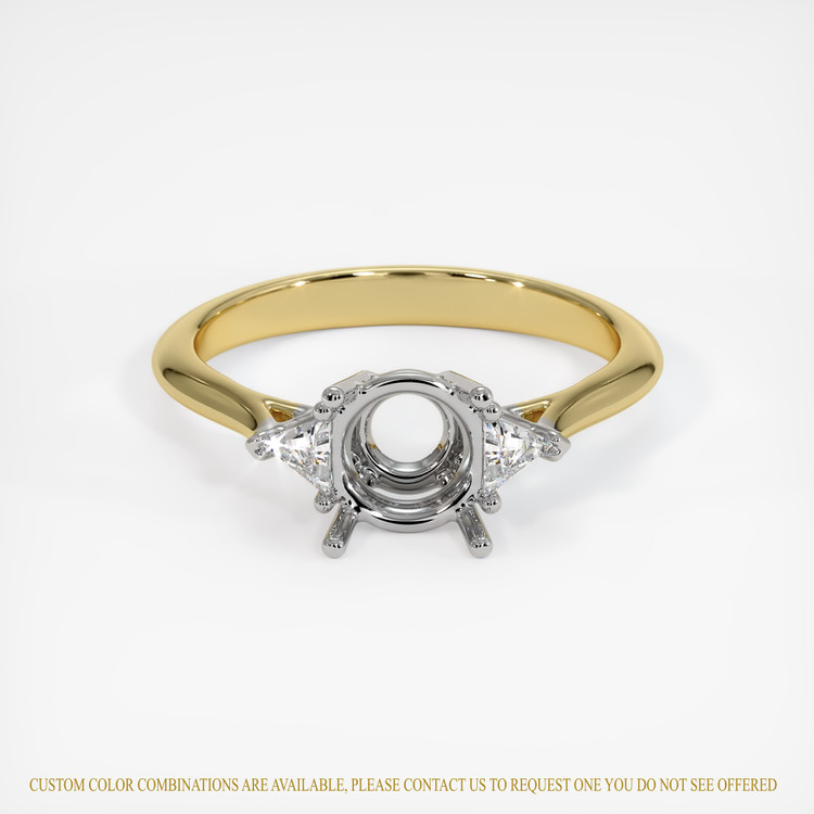 14K White & Yellow Three Stone Ring Setting