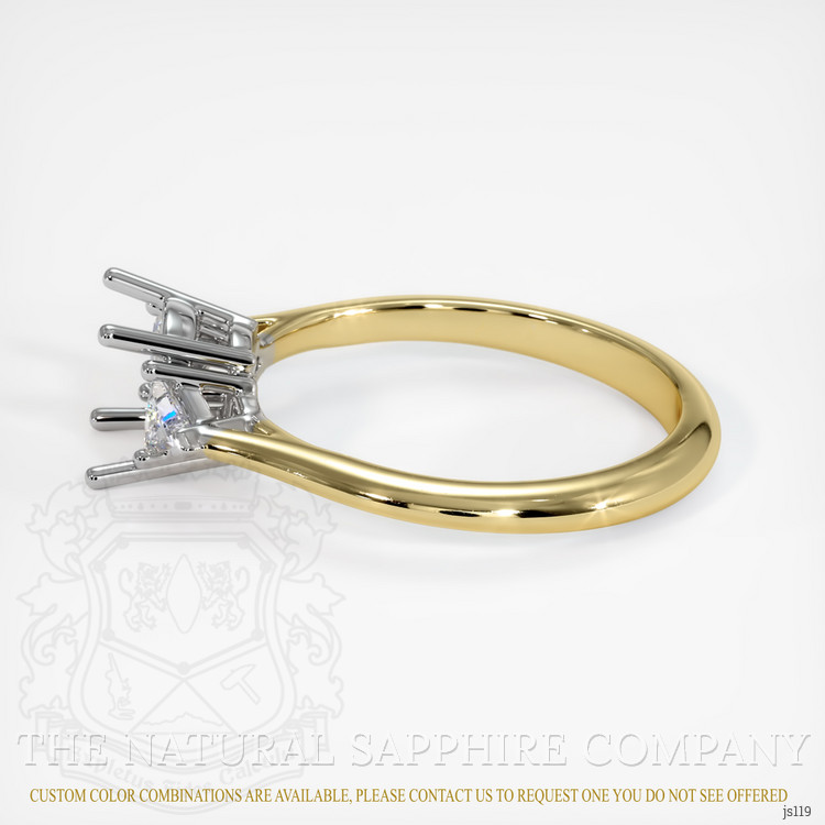 14K White & Yellow Three Stone Ring Setting