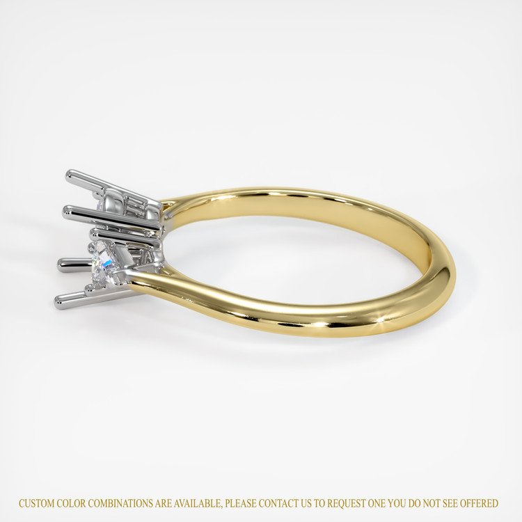 14K White & Yellow Three Stone Ring Setting