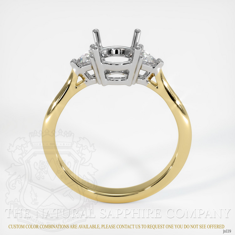 14K White & Yellow Three Stone Ring Setting