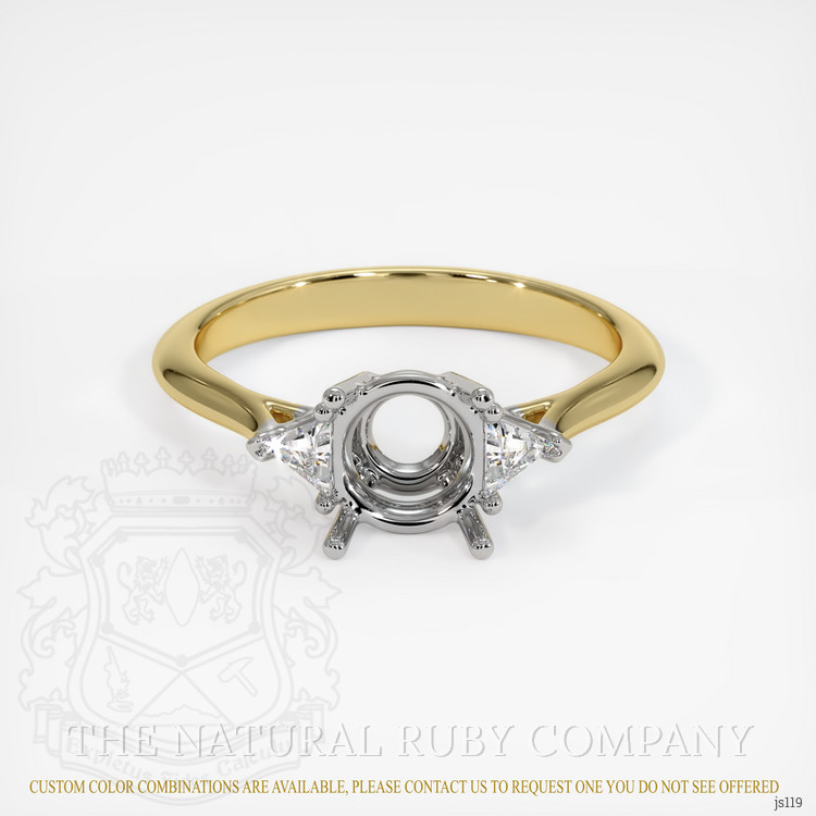 18K White & Yellow Three Stone Ring Setting