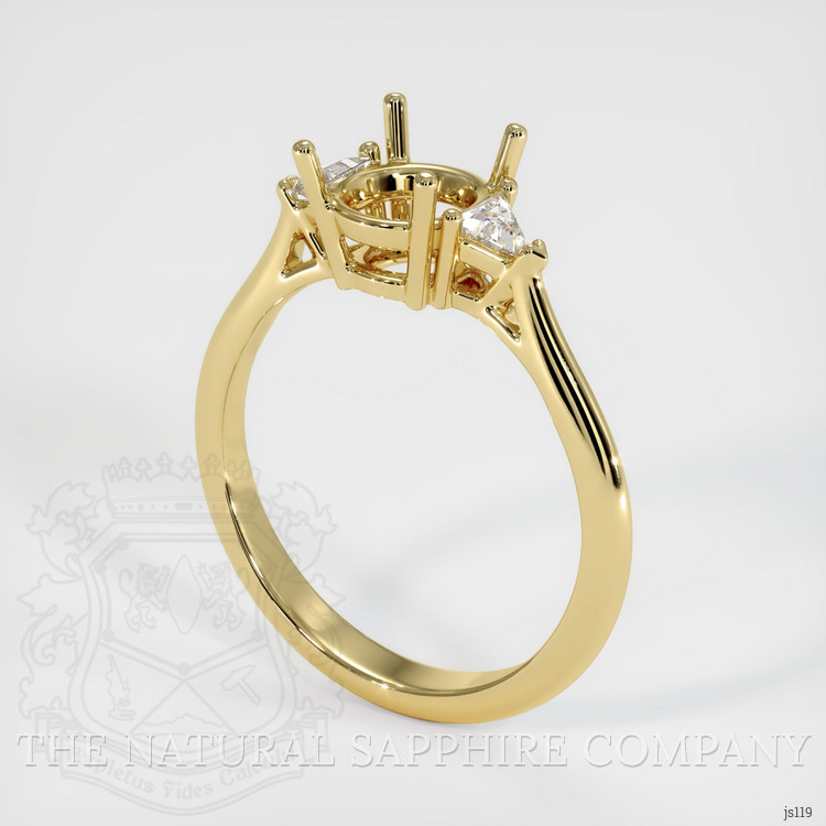 18K Yellow Gold Three Stone Ring Setting
